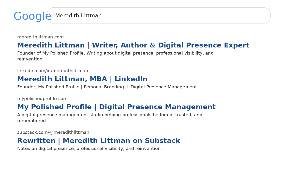 Google search results for Meredith Littman
